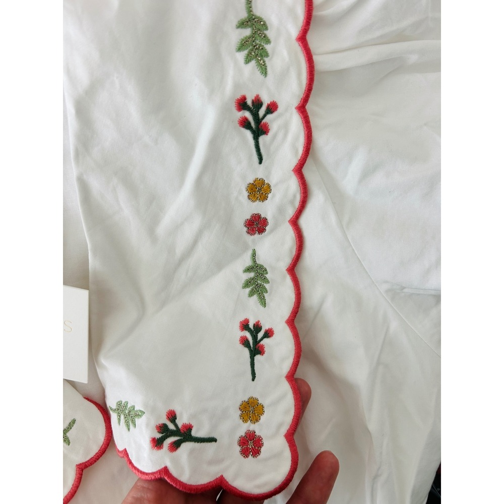 Caroline Constas White Floral Embroidered Scallop Collar Mini Dress NWT Size 6 - Picture 3 of 7